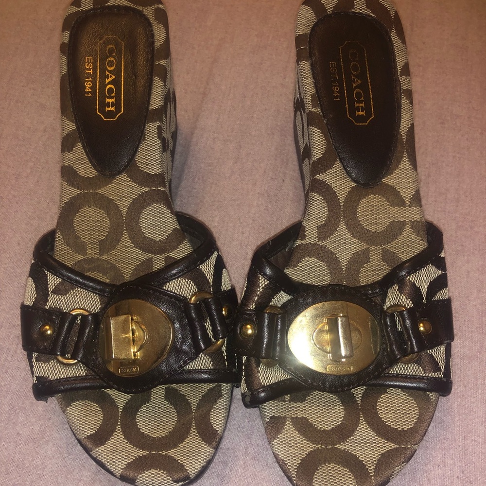 100% Authentic Coach wedge sandals